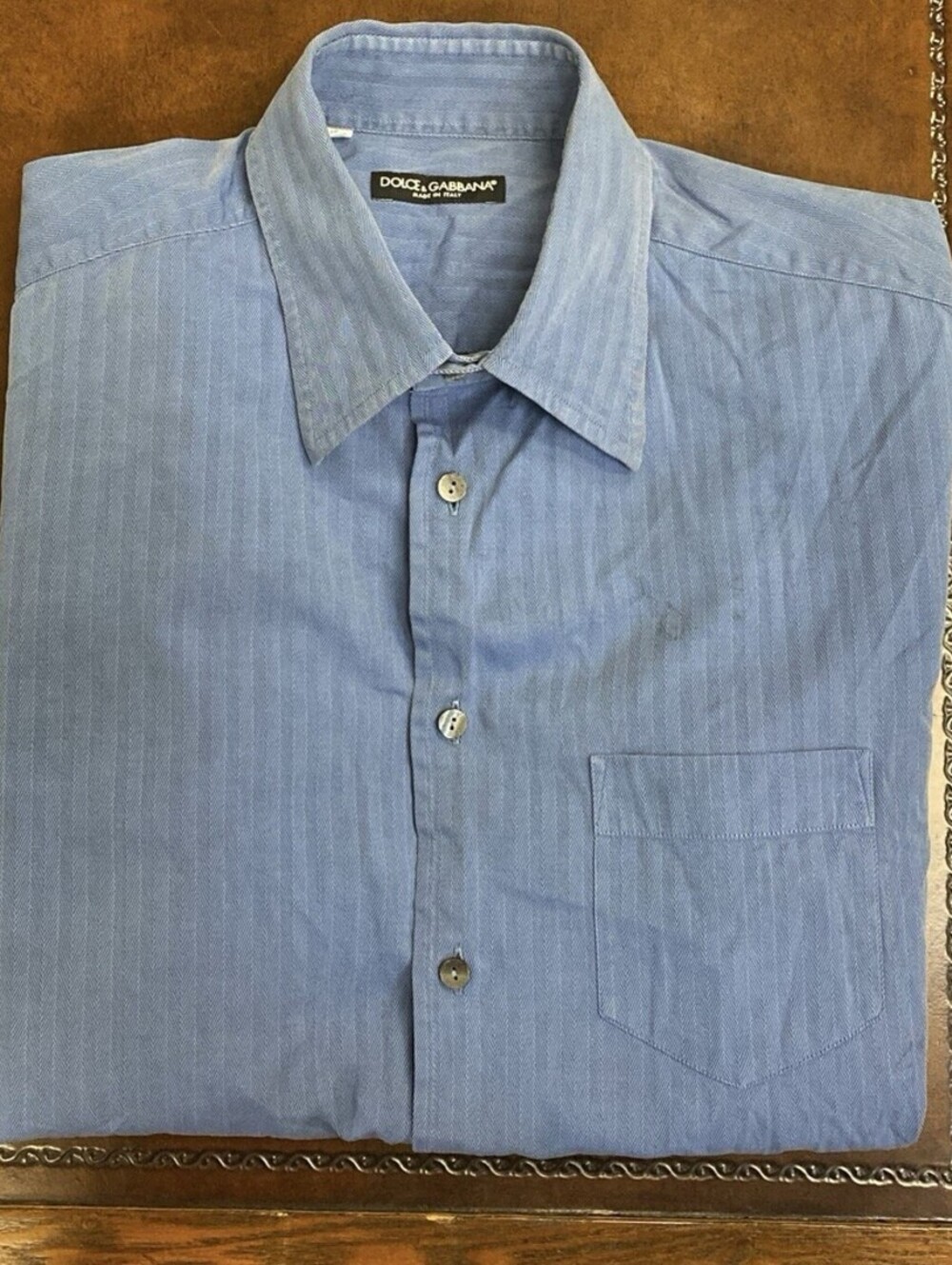 Dolce Gabbana Made In Italy Blue Subtle Striped Shirt XL